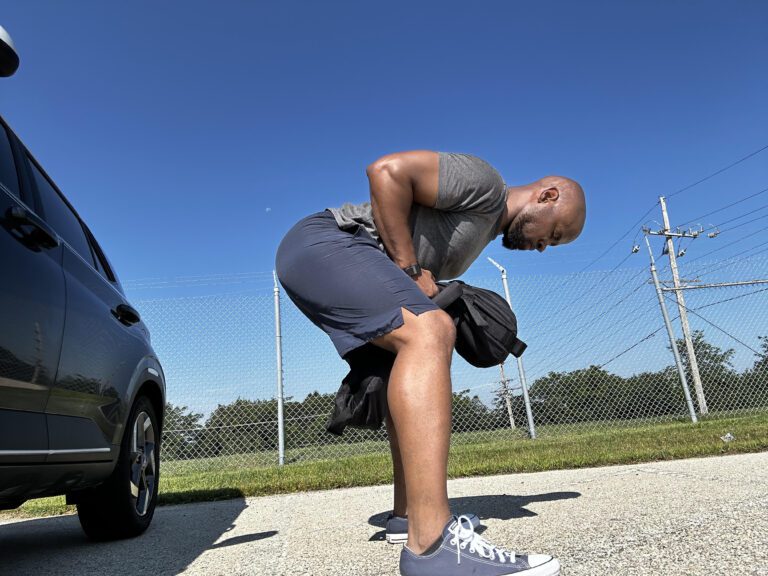 William getting his workout done at work on his lunch time