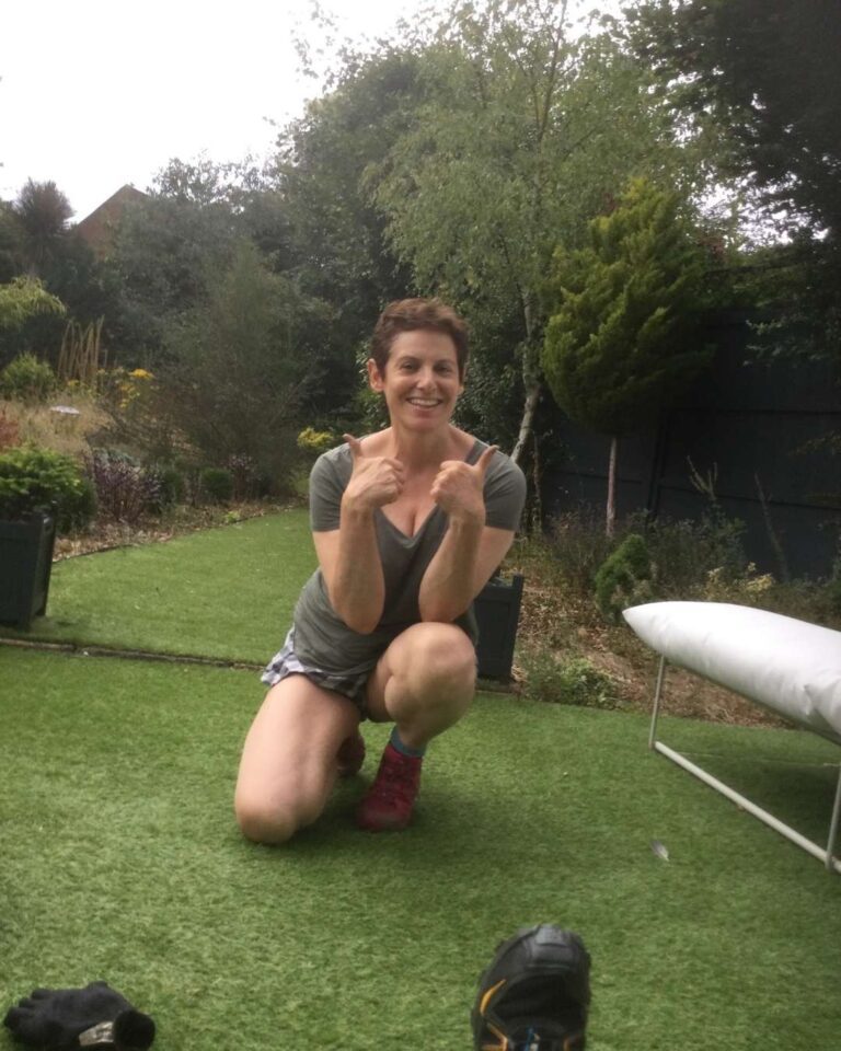 Becca celebrating finishing Kickstart