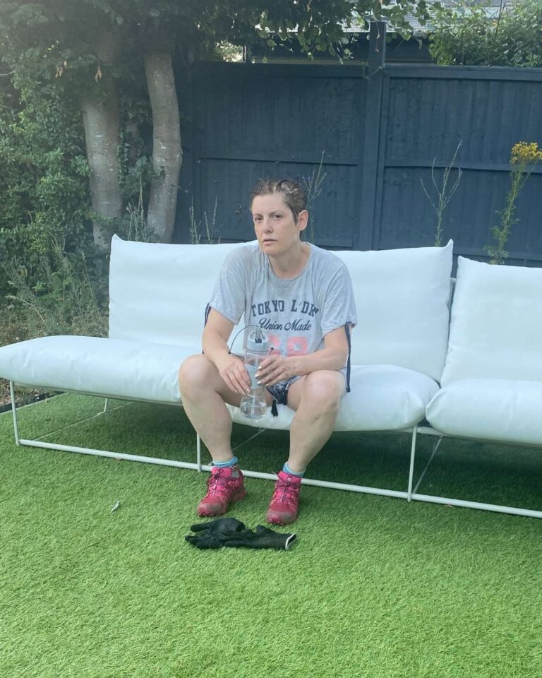 Becca after hot and sweaty tenth workout